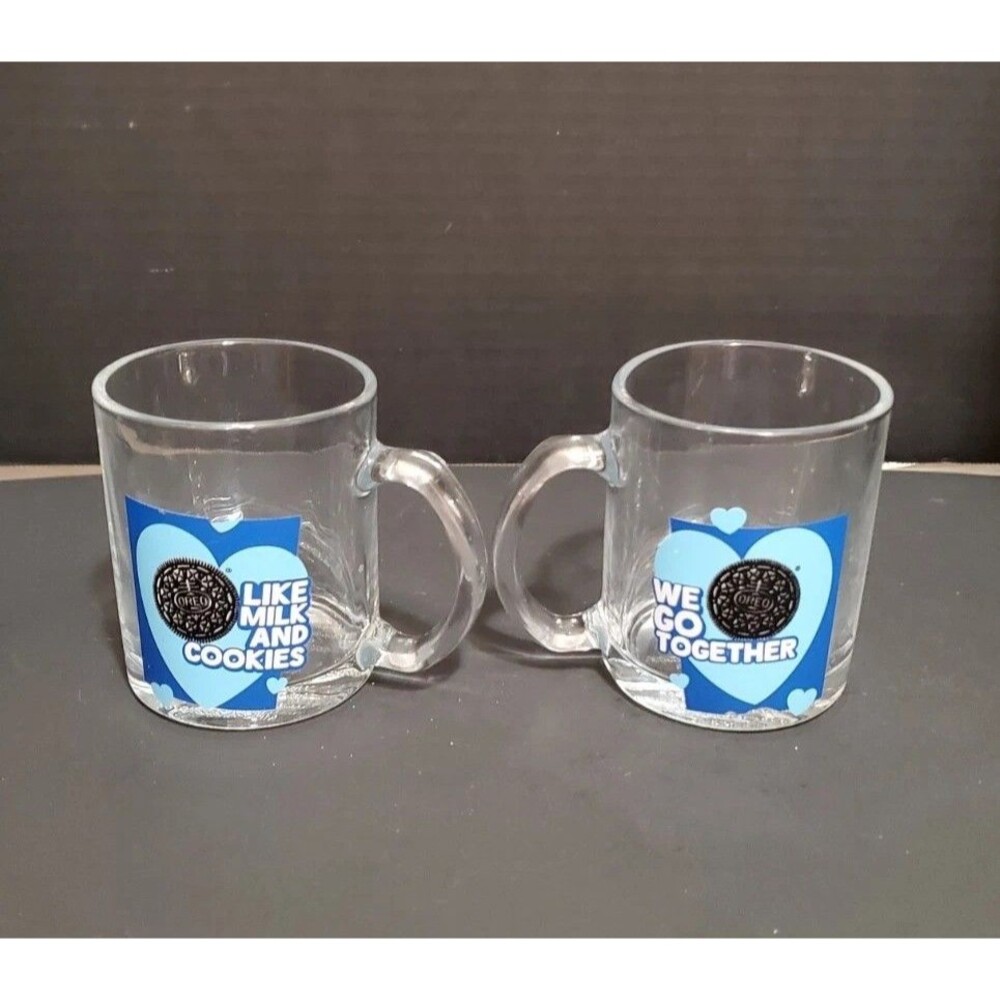 Glass Oreo Mugs We Go Together Like Milk And Cookies Dunking Drinking Cup Set